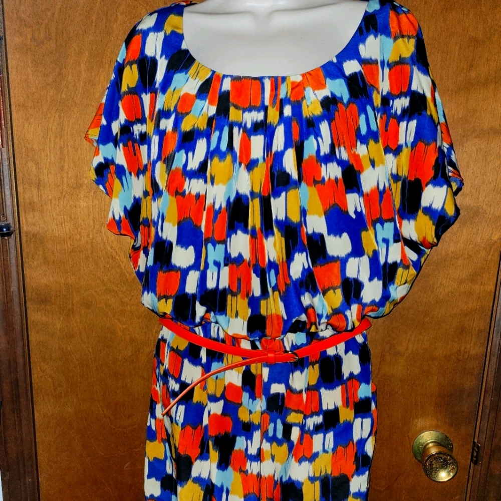 Plus Belted Printed Dress